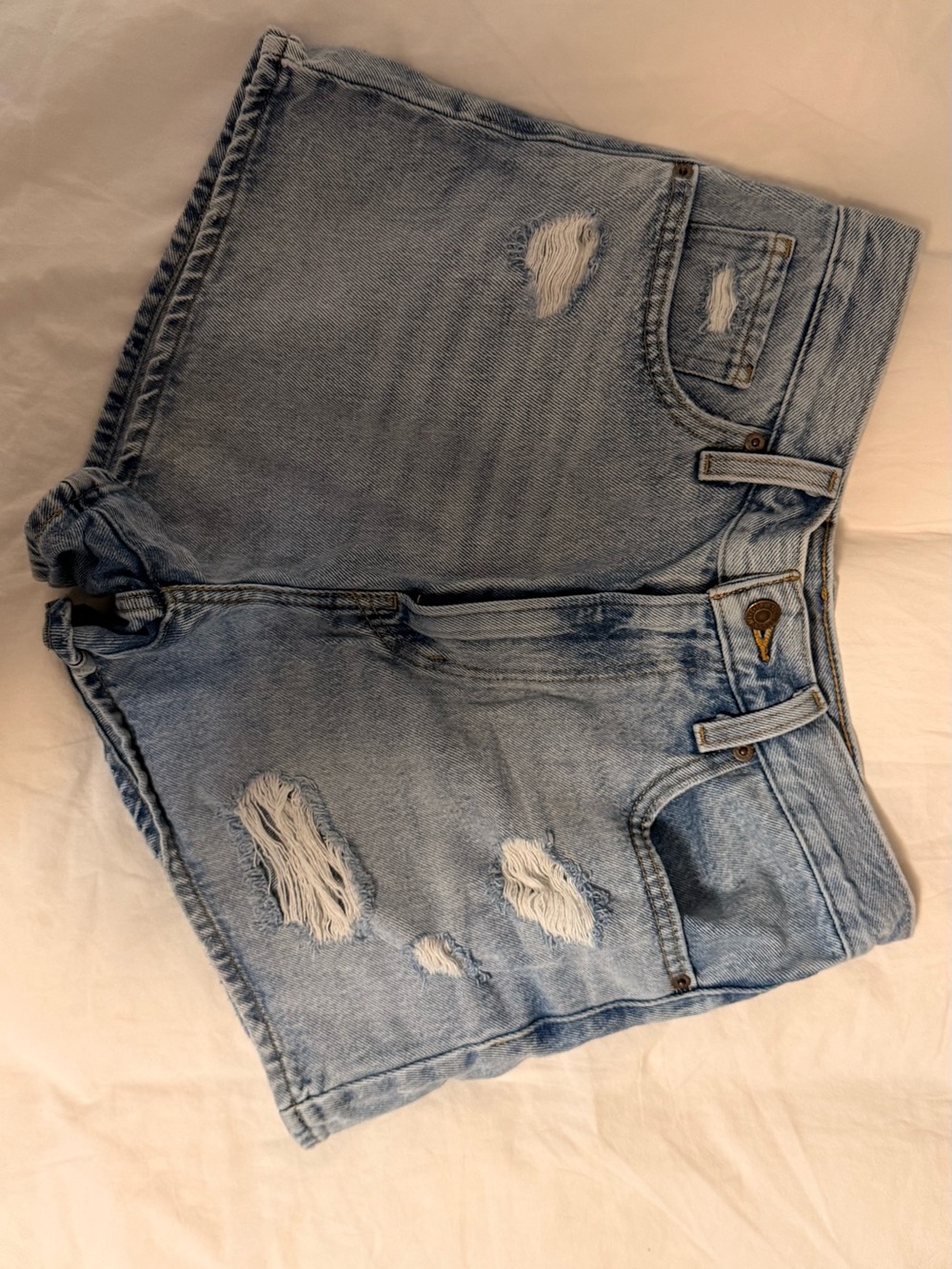 Levi's Light Blue Distressed Denim Cutoff Shorts